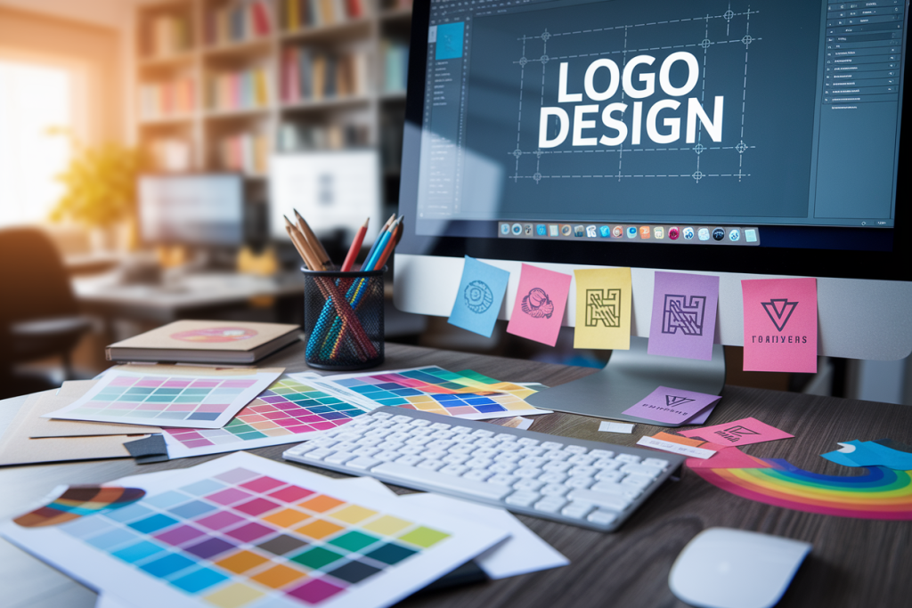 bureau-designer-ecran-logo-couleurs