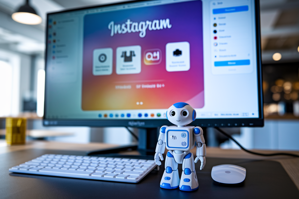 figurine-robot-ecran-instagram-bureau