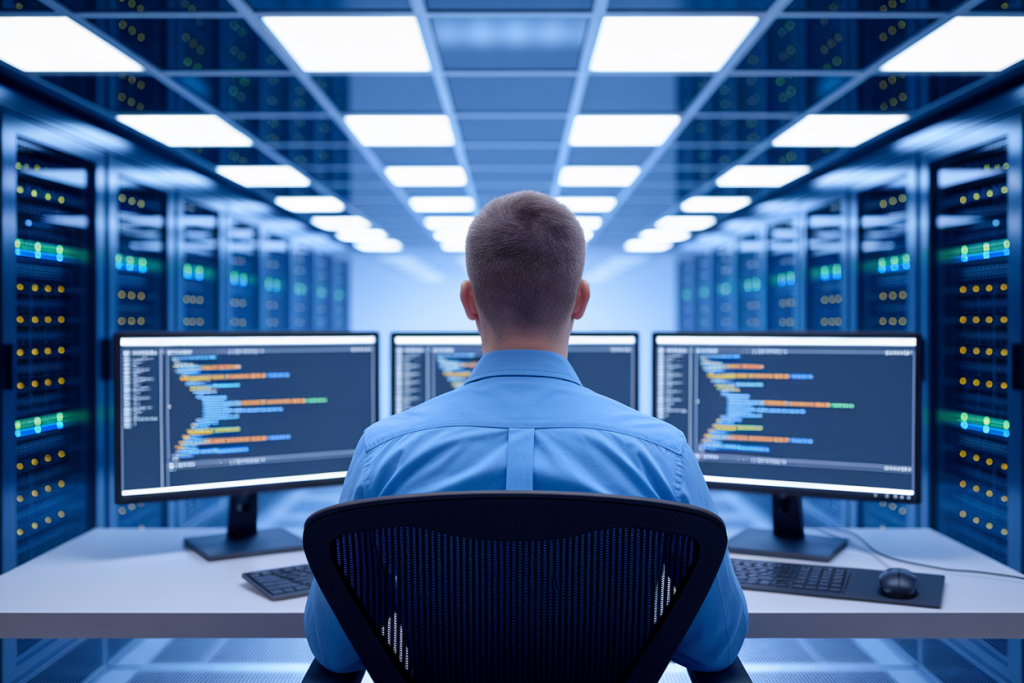 informaticien-dos-ecrans-serveurs-code-flou