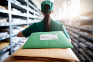 facteur-uniforme-vert-enveloppe-verte