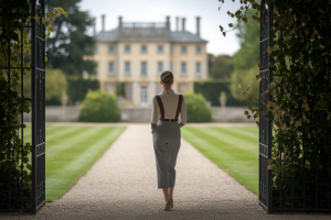 femme-elegante-dos-jardin-demeure