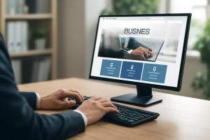bureau-professionnel-ecran-clavier-plantes