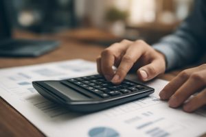 mains-calculatrice-documents-bureau-bois
