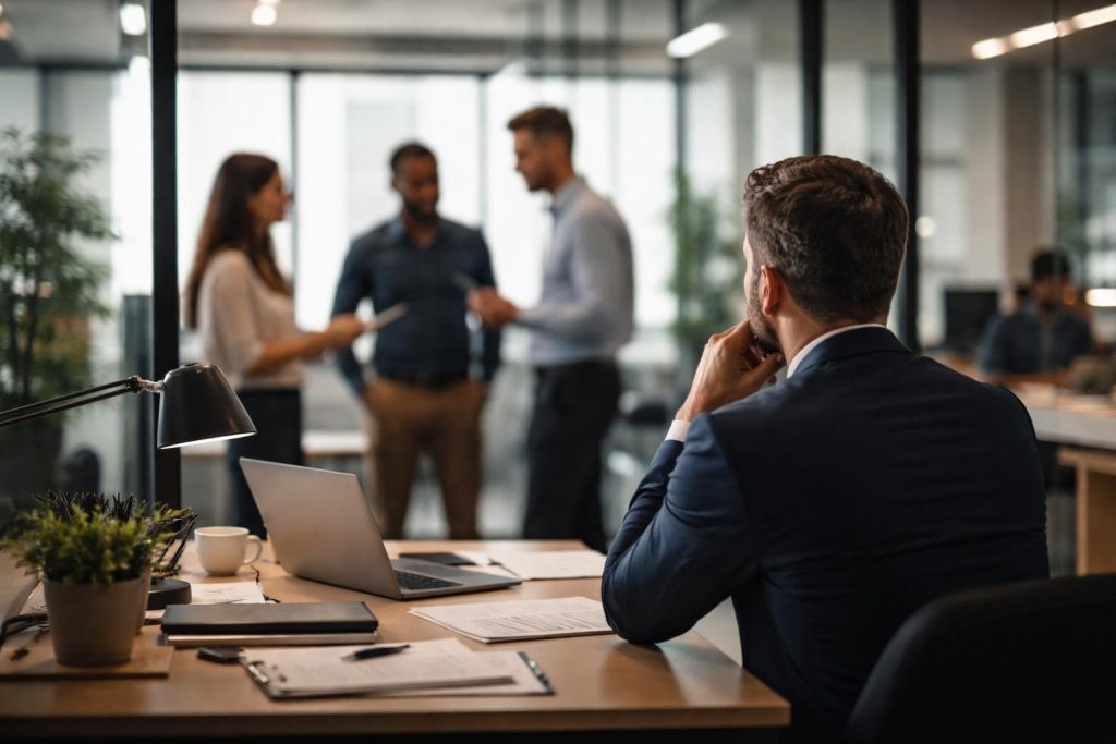 bureau-moderne-employes-discussion-professionnelle
