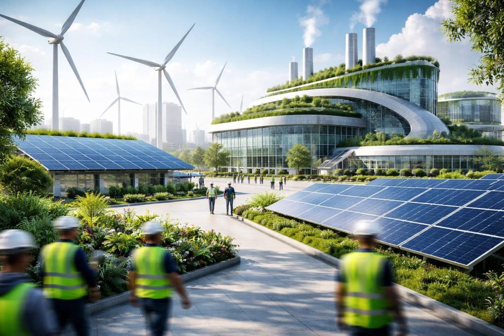 paysage-industriel-ecologique-eoliennes-solaire