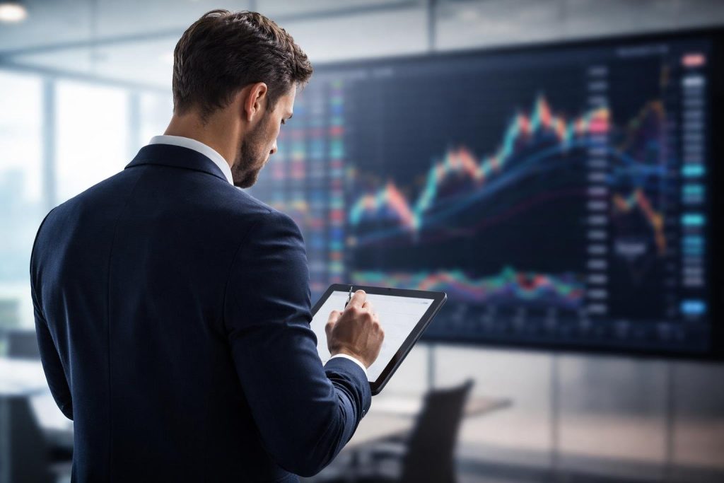 analyste-financier-ecran-graphiques-tablette