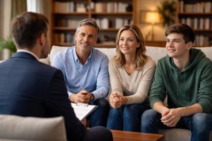 notaire-costume-famille-salon-bibliotheque