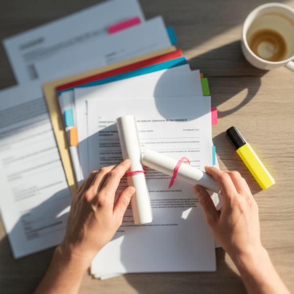 Préparation des documents professionnels pour un premier entretien CEP avec CV et certificats