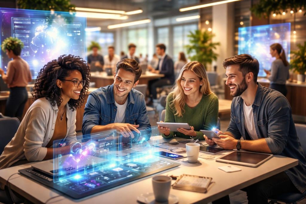 espace-coworking-professionnels-ecrans-holographiques
